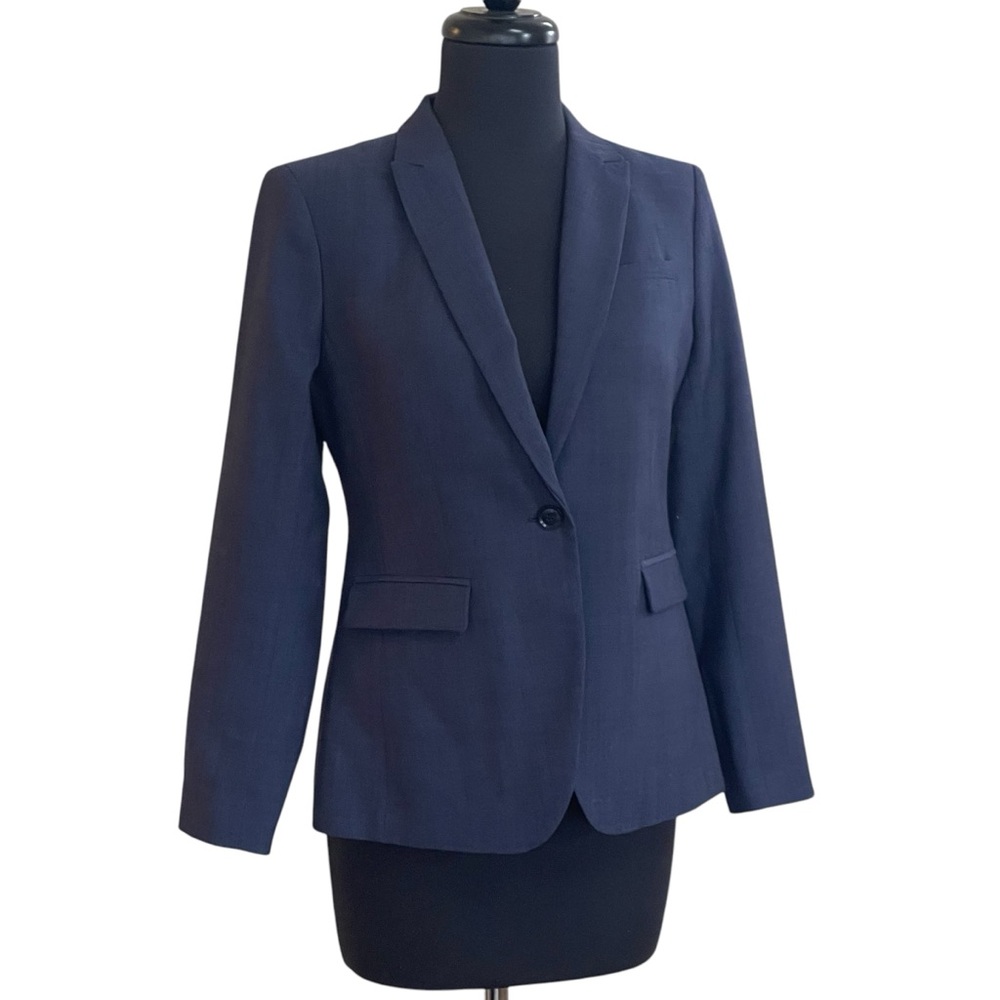 Banana Republic Navy Blue Wool Spandex Classic Blazer Women’s Sz 2 Lined